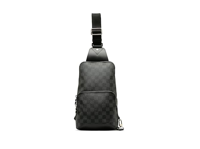 Schwarze Louis Vuitton Damier Graphite Avenue Sling Umhängetasche Leinwand  ref.1228437