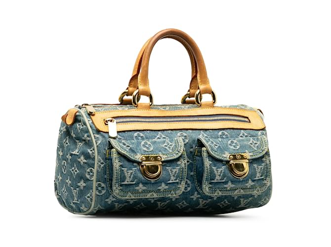 Blue Louis Vuitton Monogram Denim Neo Speedy 30 Boston Bag Leather  ref.1228449