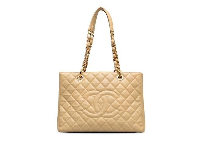 Tan Chanel Caviar Grand Shopping Tote Camel Leather  ref.1228454