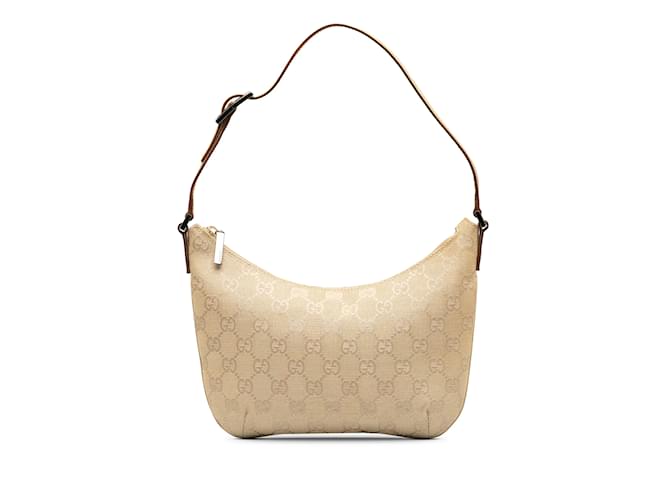 Beige Gucci GG Canvas Hobo Bag Leather  ref.1228462