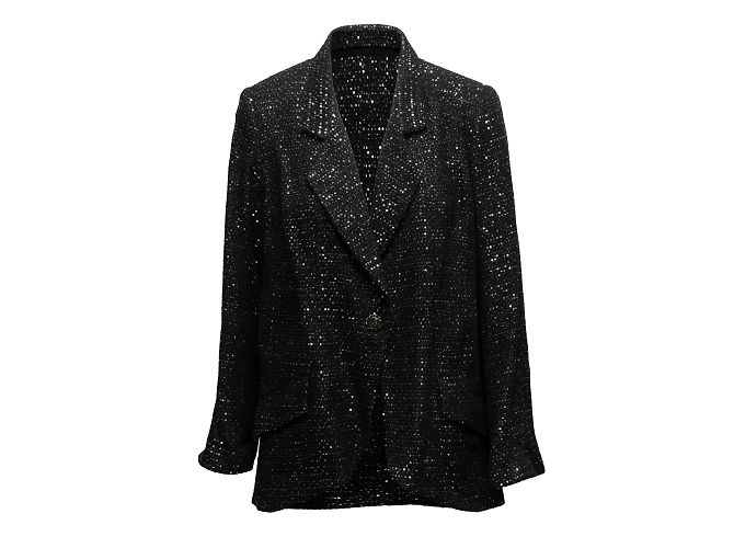 Crociera Chanel Nera e Argento 2011 St. Giacca in tweed Tropez taglia FR 48 Nero