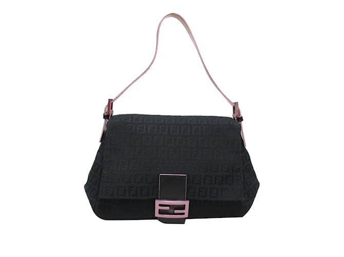Black Fendi Zucchino Mamma Forever Shoulder Bag Leather  ref.1228487