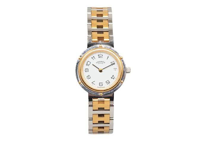 Hermès Reloj Clipper dorado Hermes de dos tonos Acero  ref.1228494