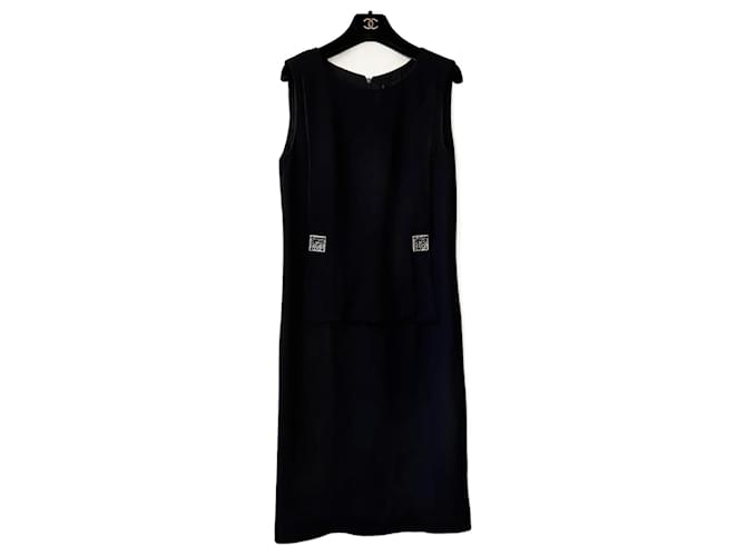 Chanel Dresses Black Wool  ref.1228532