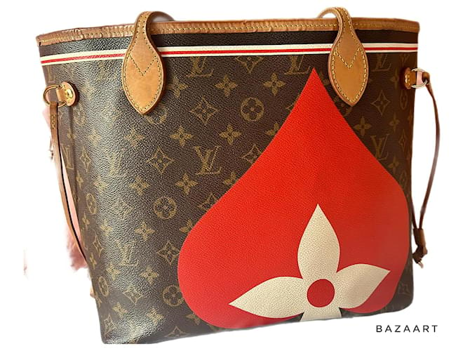 Louis Vuitton Neverfull Spiel läuft Dunkelbraun Leder  ref.1228546