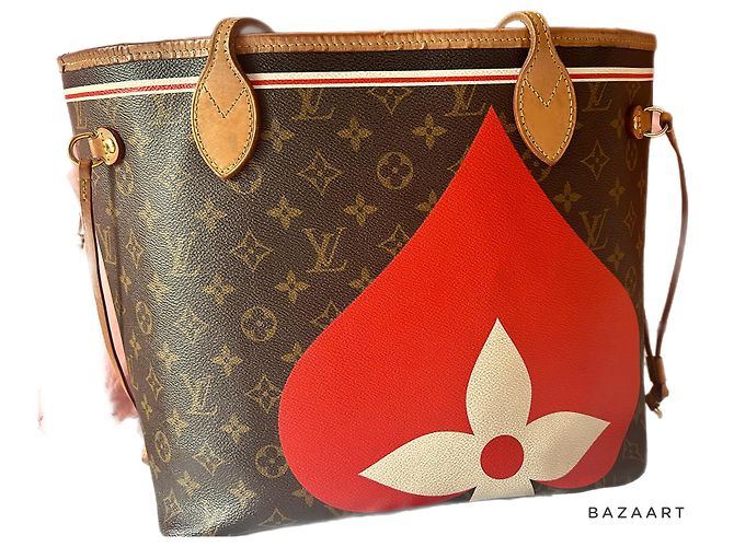 Louis Vuitton Neverfull Game On Handtasche Dunkelbraun Leder