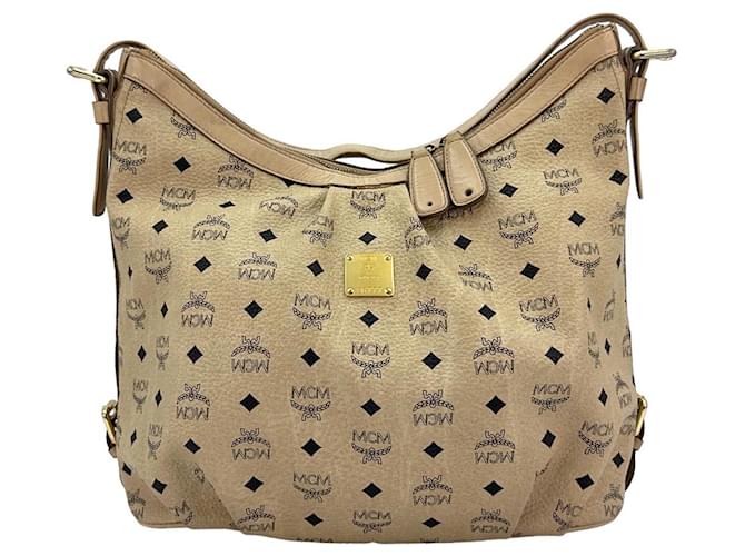 MCM Hobo Bag Schultertasche Handtasche Shopper Tasche Visetos Elfenbein Large  ref.1228554