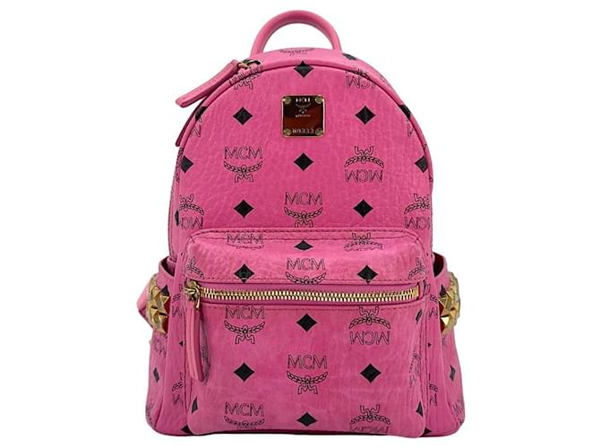 MCM Stark Backpack X - Small Backpack Pink Logo Print Bag Bag  ref.1228565