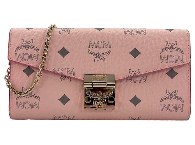 MCM Tracy Crossbody Wallet Bag Powder Pink Rosa Clutch Umhängetasche LogoPrint  ref.1228571