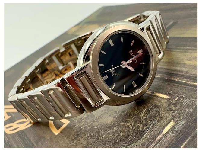 Relógio feminino MCM relógio de pulso feito na Suíça aço prata feito na Suíça Preto  ref.1228594