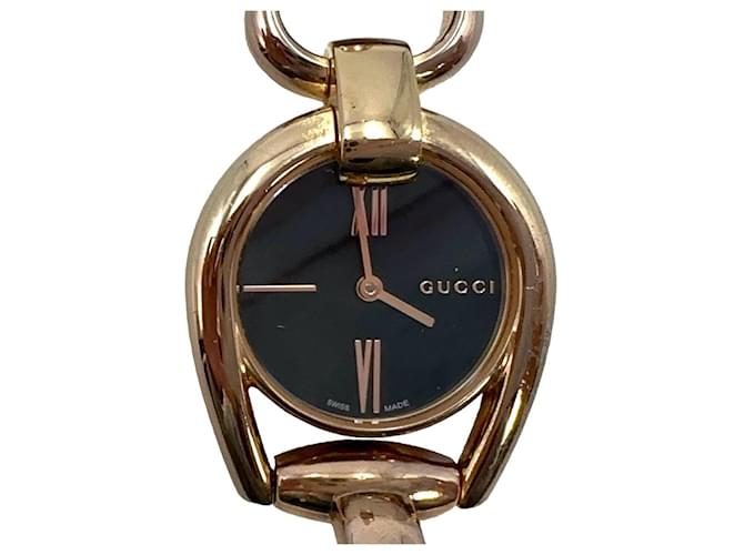 Gucci 139.5 Relógio feminino Horsebit Roés Relógio em aço dourado fabricado na Suíça  ref.1228595