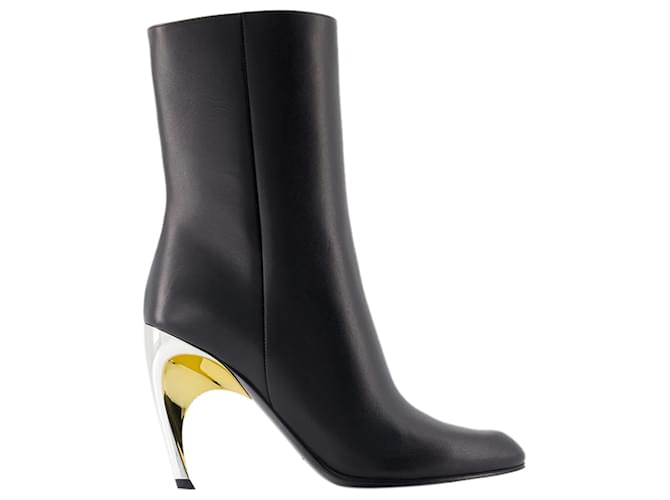 Seal Ankle Boots - Alexander McQueen - Calfskin - Black Leather Pony-style calfskin  ref.1228601