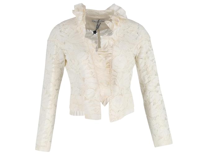 Jaqueta de noite de renda Oscar de la Renta em algodão branco Cru  ref.1228626