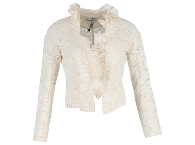 Chaqueta de noche de encaje Oscar de la Renta en algodón blanco Crudo  ref.1228626