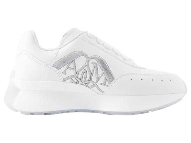 Sprint Runner Sneakers - Alexander Mcqueen - Leather - White/silver Pony-style calfskin  ref.1228636