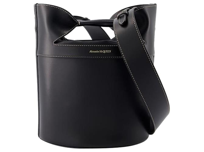 Sac à bandoulière The Bucket Bow - Alexander McQueen - Cuir - Noir Veau façon poulain  ref.1228641