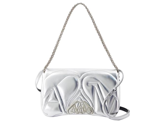 The Seal Small Crossbody - Alexander McQueen - Leather - Silver Metallic Pony-style calfskin  ref.1228664