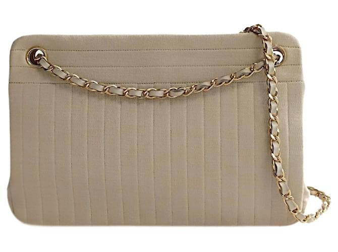 Chanel vintage shoulder bag in beige cotton Cloth  ref.1228681