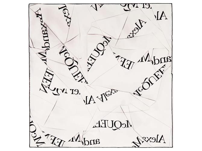 Schal mit Origami-Logo – Alexander McQueen – Twill – Elfenbein Beige Leinwand  ref.1228698