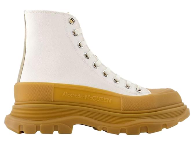 Tread Ankle Boots - Alexander McQueen - Calfskin - Beige Leather Pony-style calfskin  ref.1228703