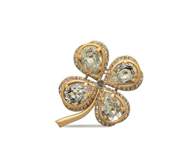 Chanel Spilla a forma di trifoglio con strass D'oro Metallo  ref.1228724