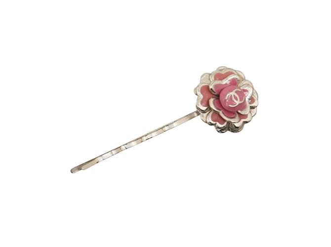 Chanel CC Flower Hairpin Silvery Silver Metal  ref.1228728