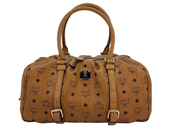 MCM Visetos handbag cognac bag handle bag LogoPrint Large  ref.1228755