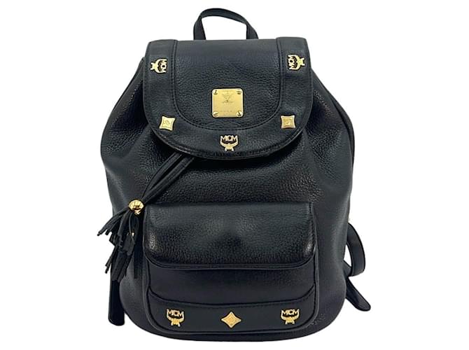 MCM Vintage Drawstring Mini Backpack Backpack X-Small Black Bag Bag Leather  ref.1228756