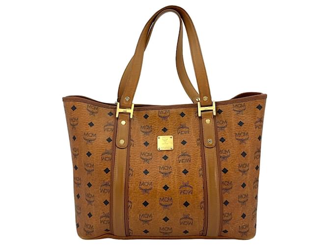 MCM shopper bag shoulder bag bag cognac handle bag logo print  ref.1228757