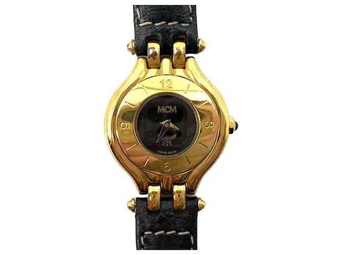 MCM Reloj de Mujer de Piel Reloj Swiss Made Acero Negro Oro Gold hardware  ref.1228763