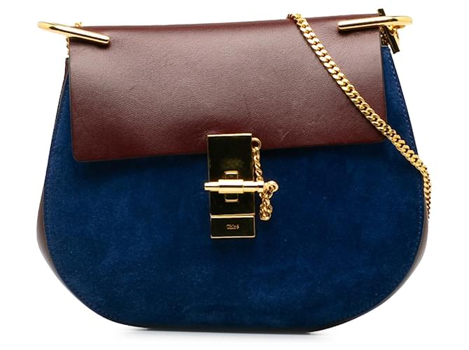 Chloé Petit sac à bandoulière Drew en cuir suédé bleu Chloe Suede  ref.1228802