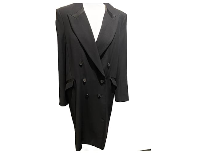 Veste longue redingote, manteau léger BA&SH Polyester Noir  ref.1228852