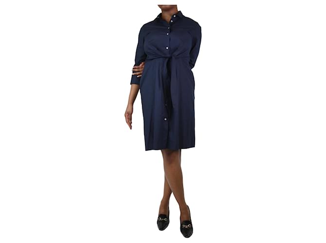 Autre Marque Blue waist-tie midi dress - size UK 16 Cotton  ref.1228867