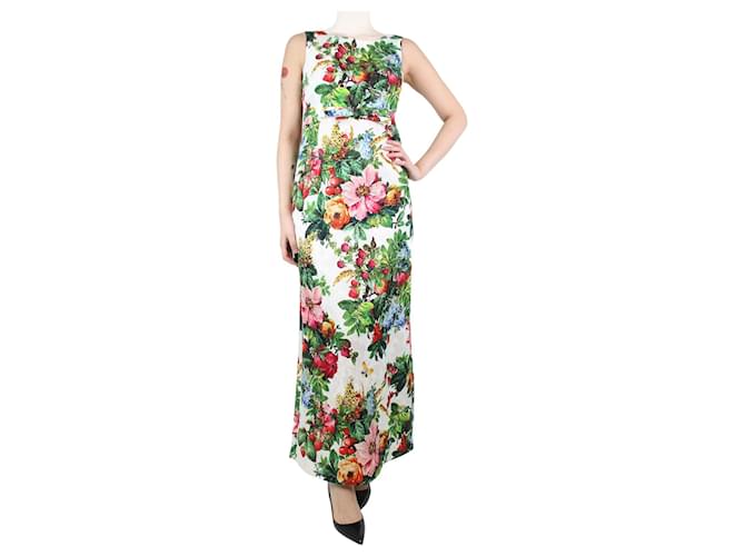 Dolce & Gabbana Mehrfarbiges, ärmelloses Kleid mit Blumenmuster – Größe UK 8 Mehrfarben Baumwolle  ref.1228874