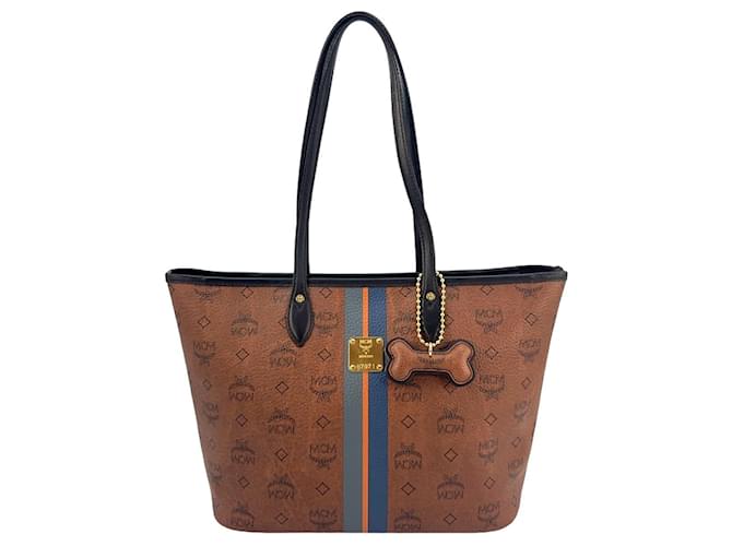 MCM Top Zip Mini Shopper Bag Shoulder Bag Brown Handle Bag Small  ref.1228890