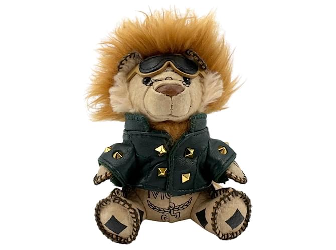 MCM Zoo Bag Charm Rocker Lion Lion Porte-clés Pendentif Ivoire Multicolore  ref.1228899