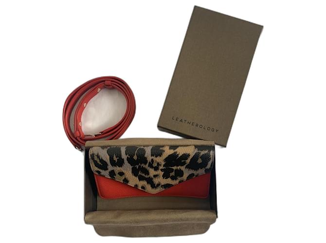 Diane Von Furstenberg Handbags Red Leopard print Leather  ref.1228907