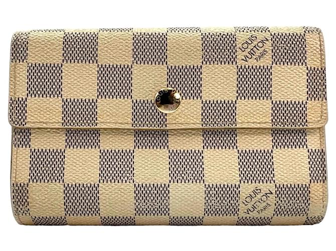 Louis Vuitton Damier Azur Case Purse Wallet Crème Gris + Boîte Multicolore  ref.1228913