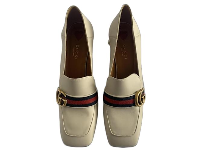 Gucci Peyton Red Cream Navy blue Gold hardware Leather Metal Pearl  ref.1228925