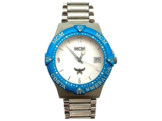 MCM Montre-bracelet Montre-bracelet Montre Swiss Made Acier Argent Swiss Made Unisexe Bleu Bijouterie argentée  ref.1228927