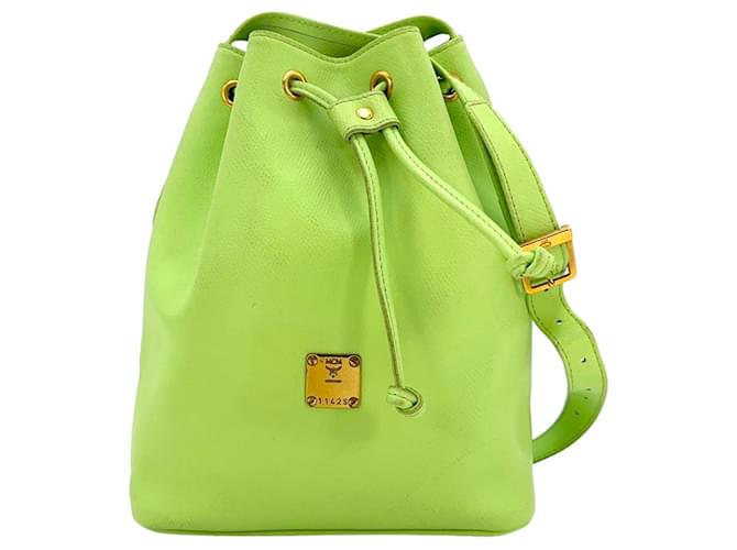 MCM Vintage Leather Bucket Light Green Bucket Bag Shoulder Bag Bag  ref.1228930