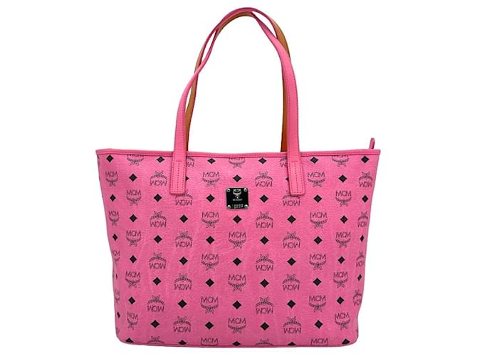 MCM Top Zip Shopper Bag Bolso De Mano Bolso Con Asa Rosa Logotipo Mediano  ref.1228932