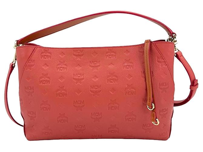 MCM Klara leather hobo bag 2Way shoulder bag handbag bag bag coral red  ref.1228934