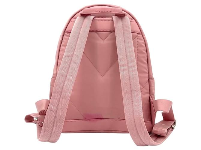 MCM Nylon Rucksack Small Backpack Rosa Silber LogoPrint Altrosa  ref.1228940