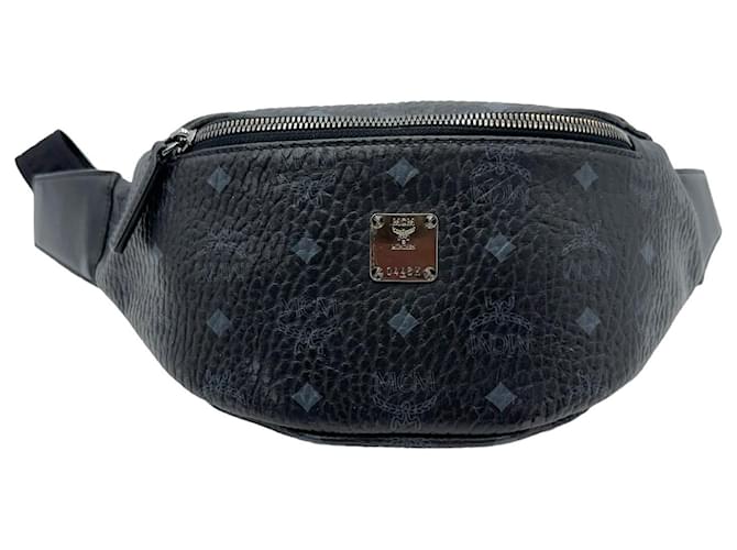 MCM Visetos Leather Bum Bag Black Belt Bag LogoPrint Bag Belt Bag  ref.1228942