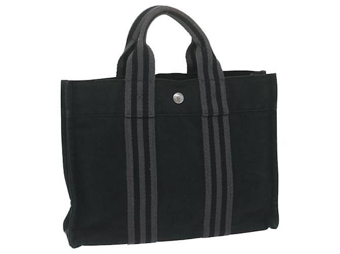 Hermès HERMES Fourre Tout PM Hand Bag Canvas Black Gray Auth bs11544 Grey Cloth  ref.1228959