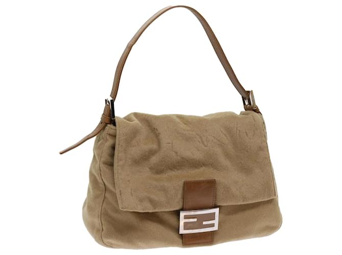 FENDI Mamma Baguette Sac à bandoulière Laine Beige Auth 64454  ref.1228966