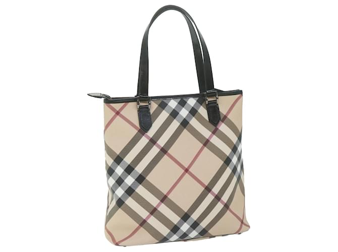 BURBERRY Nova Check Tote Bag Coated Canvas Beige Auth yk10177 Cloth  ref.1228981