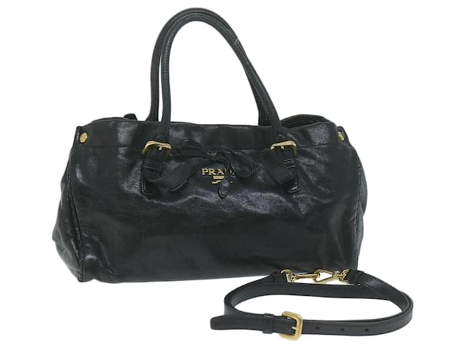 PRADA Hand Bag Leather 2Way Black Auth ac2538  ref.1228982