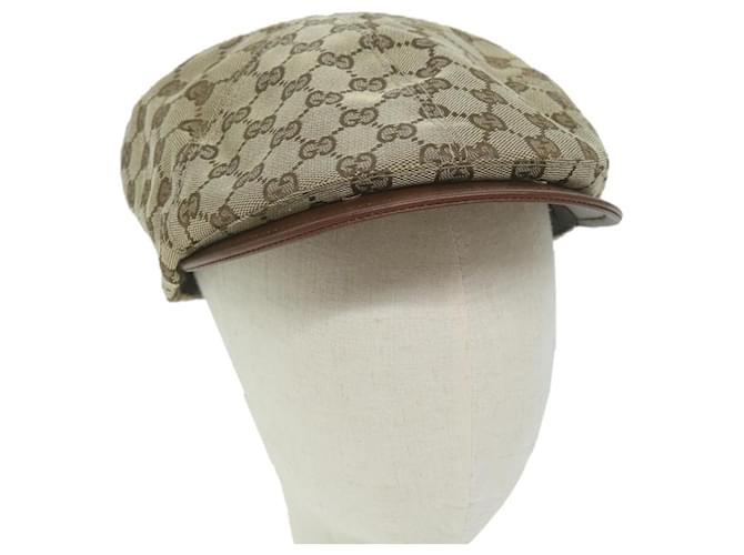GUCCI GG Canvas Web Sherry Line Hunting Cap Hat L Beige Red Green Auth yk10107  ref.1229048